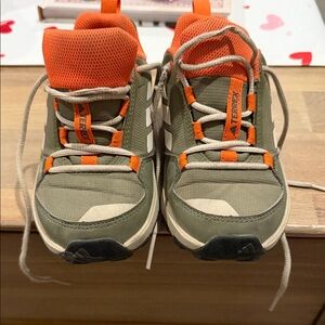 Adidas Kids' Terrex Olive and Orange Sneakers